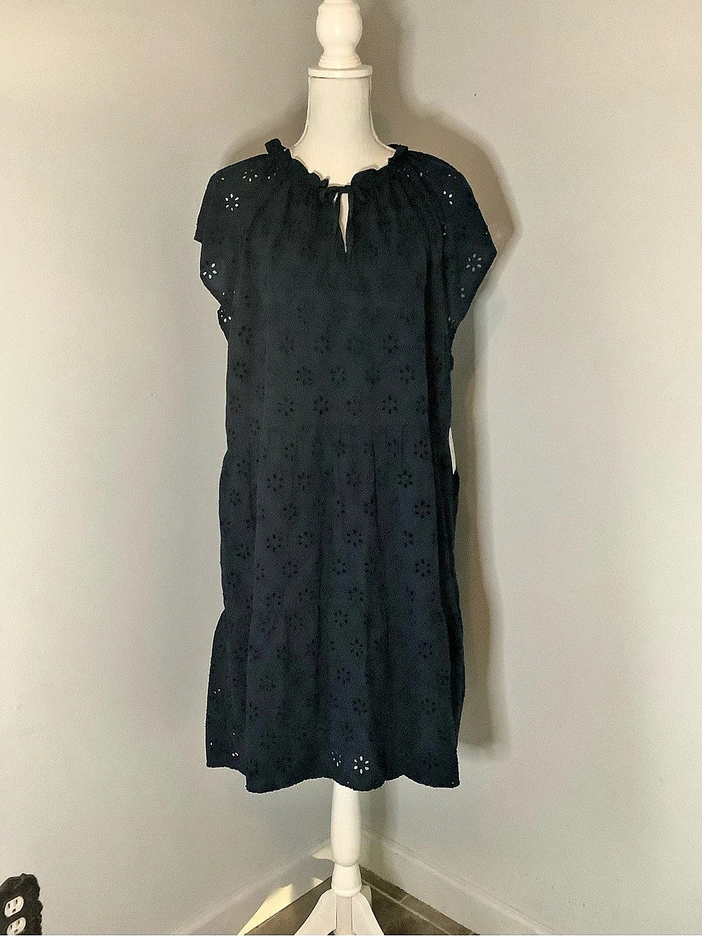 Eyelet Mini Dress Blue Size XXL NWT